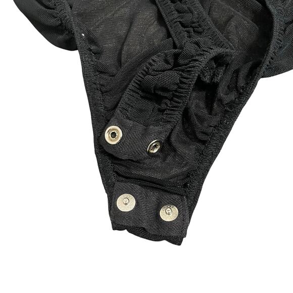 Geneva Vintage Tank Bodysuit Dark Green Velvet Mesh Thong Rhinestone Women's S - Picture 8 of 8